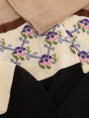 Květinové ponožky s potiskem Prada černé