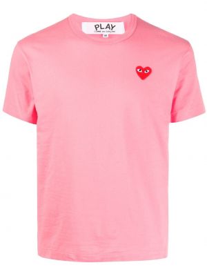 Camiseta con bordado con corazón Comme Des Garçons Play rosa