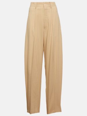 Pantaloni cu talie înaltă cu dungi Isabel Marant galben