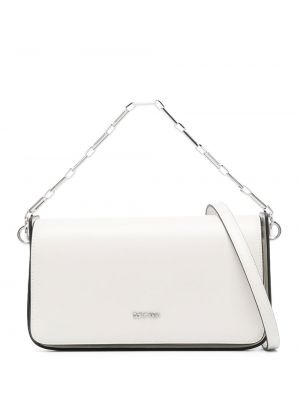 Bőr crossbody táska Calvin Klein ezüstszínű