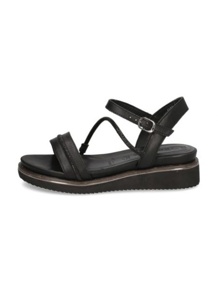 Kožené sandály Tamaris černé