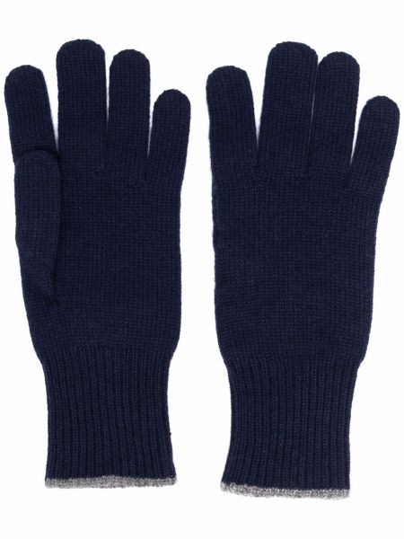 Mănuși din cașmir tricotate Brunello Cucinelli albastru