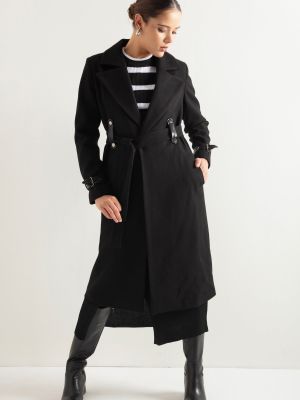 Oversized kožený kabát Lafaba černý