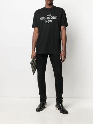 Camiseta con lentejuelas John Richmond negro