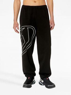 Pantalon de joggings brodé en coton Diesel noir