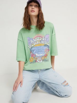 Koszulka bawełniana Roxy zielona