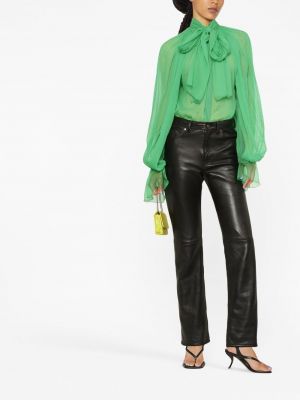 Jedwabna bluzka z kokardką Atu Body Couture zielona
