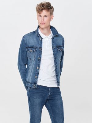 Haftowane kurtka jeansowa Only - niebieski