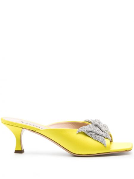 Сатенени полуотворени обувки Casadei жълто