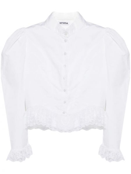 Βαμβακερή μπλούζα με δαντέλα Batsheva λευκό