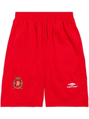 Shorts de sport brodeés Balenciaga rouge