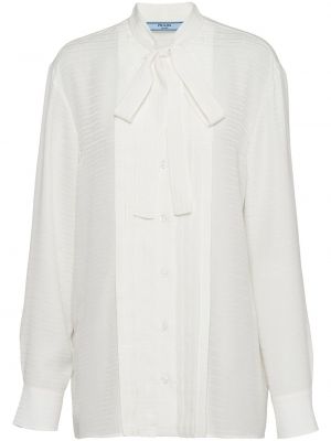 Plisovaná žakárová košeľa Prada biela