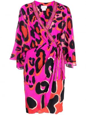 Šaty s potlačou s leopardím vzorom Camilla ružová