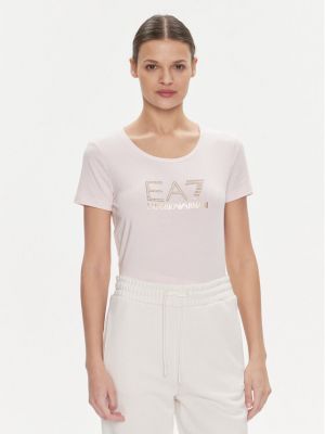 Skinny fit marškinėliai Ea7 Emporio Armani rožinė