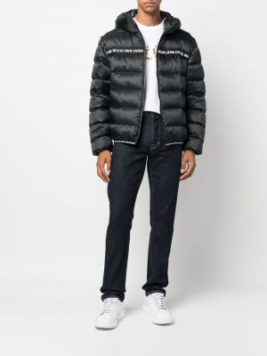 Džinsa jaka ar kapuci ar apdruku Versace Jeans Couture melns