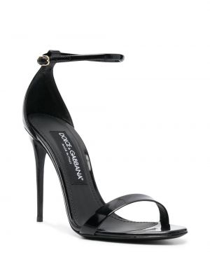Sandales en cuir vernis Dolce & Gabbana noir