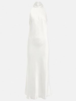 Белое атласное платье миди Galvan