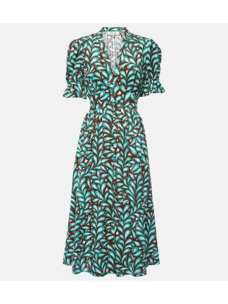 Kokvilnas kleita ar šķēlumu ar apdruku Diane Von Furstenberg