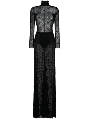 Tylové večerné šaty Elisabetta Franchi čierna