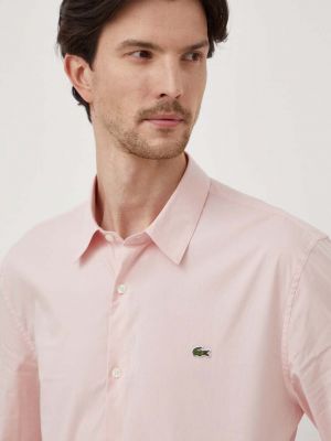 Koszula slim fit bawełniana Lacoste różowa