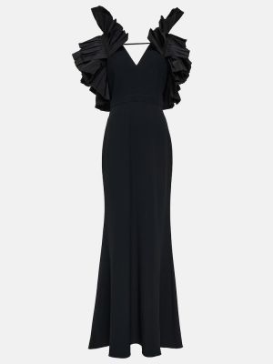 Sukienka długa z falbankami Alexander Mcqueen czarna