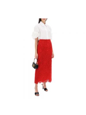 Falda larga de lana de encaje Valentino Garavani rojo