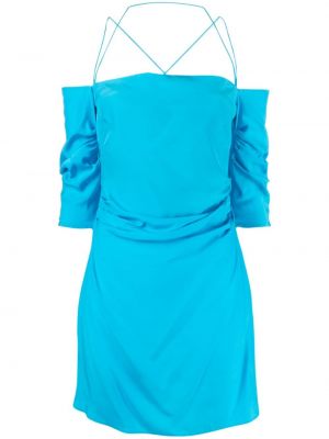 Hedvábné koktejlové šaty na zip na párty Gauge81 - modrá