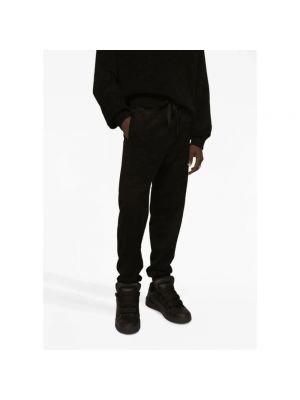 Pantalones de chándal de algodón con estampado Dolce & Gabbana negro