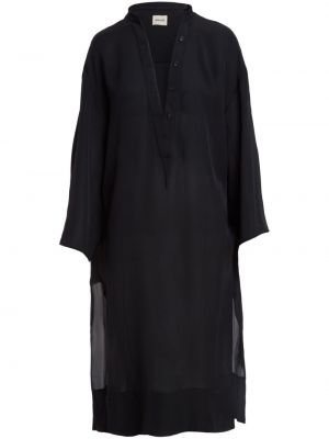 Robe chemise en soie Khaite noir