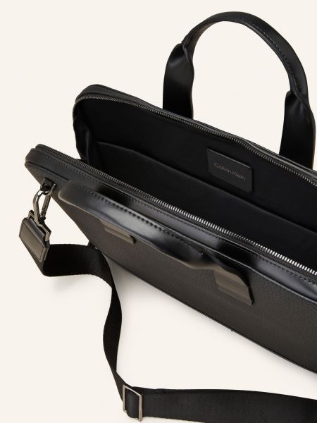 Business slim fit taška na notebook Calvin Klein černá