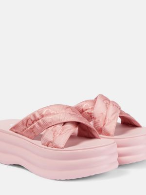 Žakárové polobotky na platformě Gucci růžové