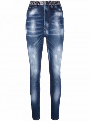 Magas derekú jeggings Philipp Plein kék