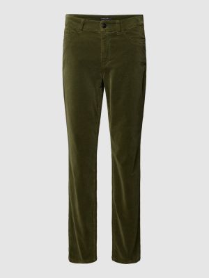 Spodnie slim fit w jednolitym kolorze Marc Cain zielone