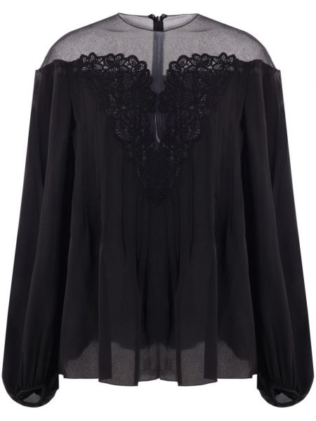 Копринена блуза Chloé черно