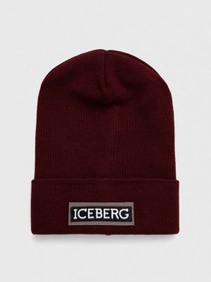 Dzianinowa czapka wełniana Iceberg bordowa