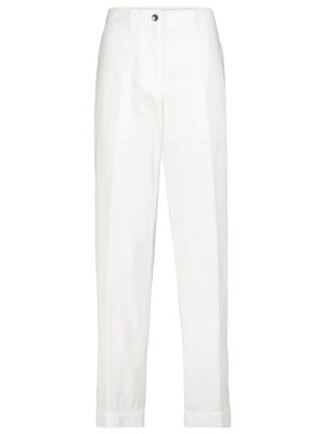 Памучни прав панталон с висока талия Dries Van Noten бяло
