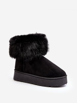 Кожа зимни обувки за сняг на платформе Kesi черно