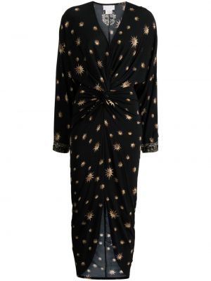 Sukienka midi z nadrukiem z kryształkami w gwiazdy Camilla czarna