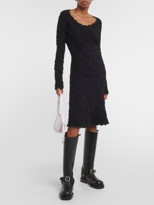 Gyapjú midi ruha Burberry fekete