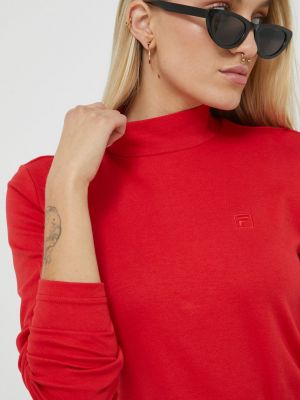 Памучна блуза с дълъг ръкав Fila червено