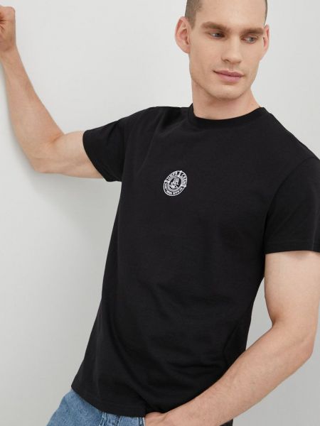 Памучна тениска с дълъг ръкав с апликация Unfair Athletics черно