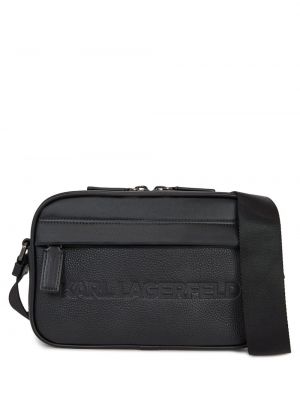 Δερμάτινη τσάντα ώμου Karl Lagerfeld μαύρο