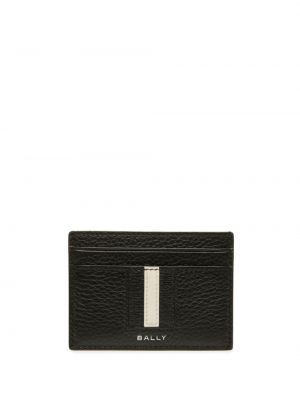 Pruhovaná kožená peňaženka Bally čierna