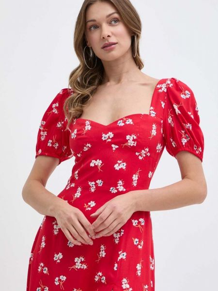 Midi haljina Bardot crvena