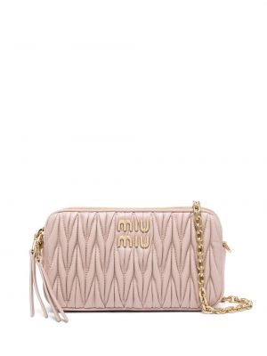 Lær mini bag Miu Miu rosa