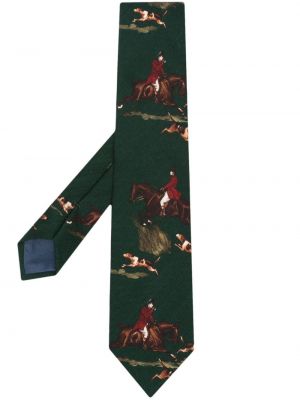 Krawat wełniany z nadrukiem Polo Ralph Lauren zielony