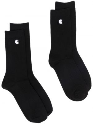 Pletene nogavice z vezenjem Carhartt Wip črna