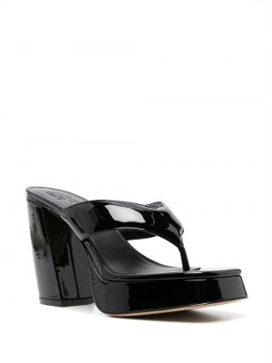Sandales en cuir à plateforme vernis Giaborghini noir