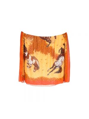 Retro schal aus baumwoll Hermès Vintage orange