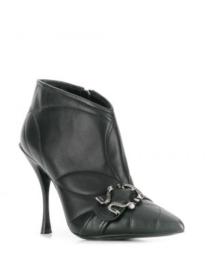 Prošívané kožené kotníkové boty Dolce & Gabbana černé